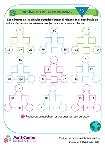 Triángulo De Arithmogon- Rompecabezas 3B