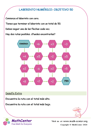 Laberinto Numérico: Objetivo 50