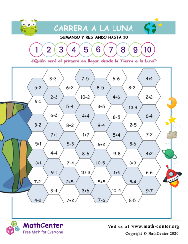 Carrera a la Luna - Sumando y Restando Hasta 10
