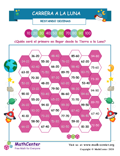 Carrera a la Luna - Restando decenas