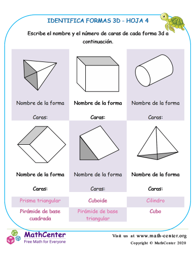 Identifica Formas 3D Hoja 4