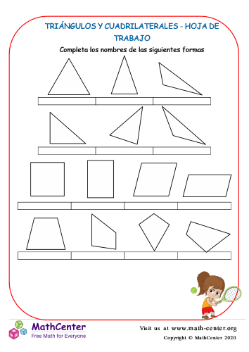 Triángulos Cuadriláteros - Hoja de trabajo (Estados Unidos)