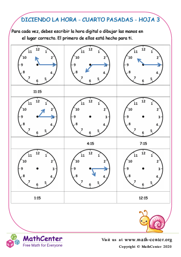 Diciendo La Hora - Cuarto Pasadas Hoja 3