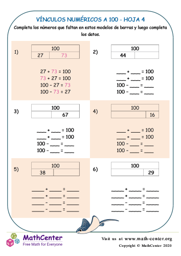 Vínculos Numéricos A 100 Hoja 4