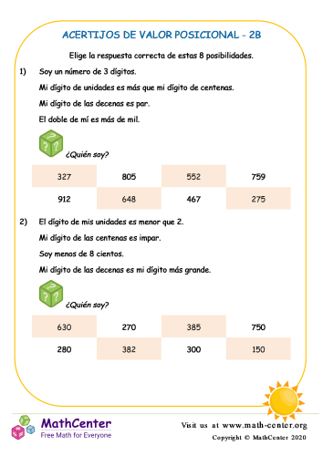 Acertijos De Valor Posicional 2B