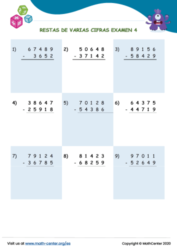 Restas De Varias Cifras Examen 4