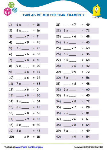 Quiz: Las tablas de multiplicar (3º primaria - multiplicaciòn)