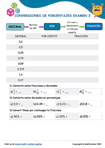 Conversiones De Porcentajes Examen 3