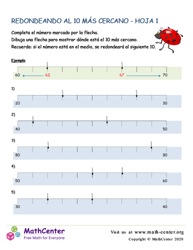 Redondeando Al 10 Más Cercano Hoja 1