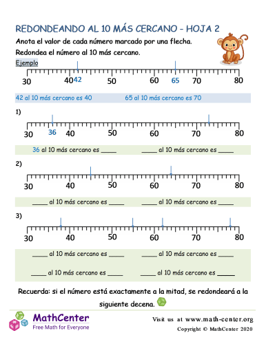 Redondeando Al 10 Más Cercano Hoja 2