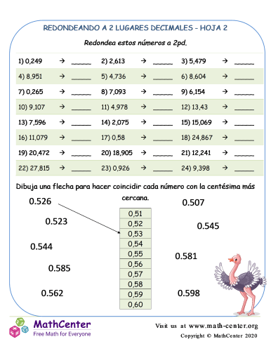 Redondeando A 2 Lugares Decimales Hoja 2