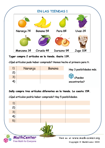 En las tiendas - Hoja 1