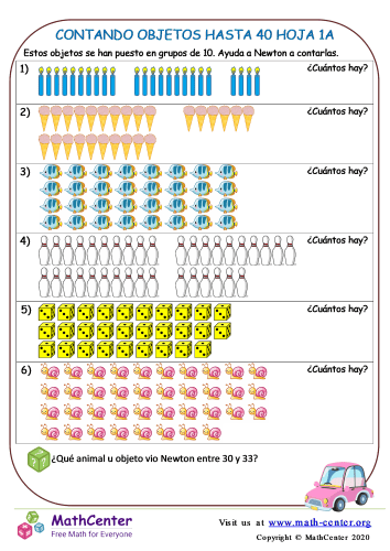 Contando Objetos Hasta 40 Hoja 1A