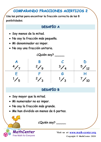 Comparando Fracciones Acertijos 2