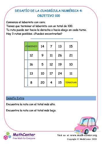 Desafío De La Cuadrícula Numérica 4: Objetivo 100