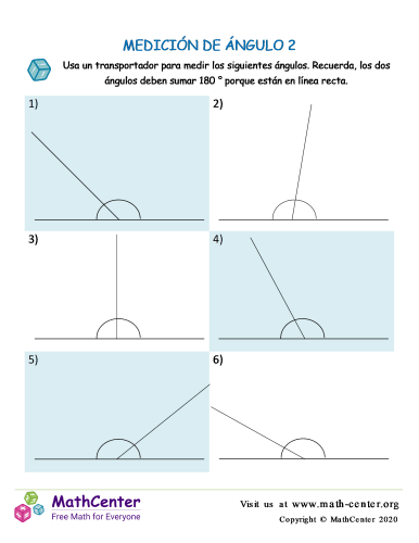 Medir ángulos con el transportador worksheet