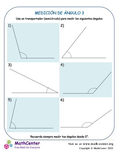 Medir ángulos con el transportador worksheet