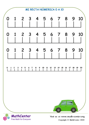 Mi recta numérica del 0 al 10 N° 1 | Hojas de aprendizaje | Math Center