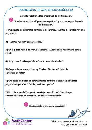 Problemas De Multiplicación 3.1A