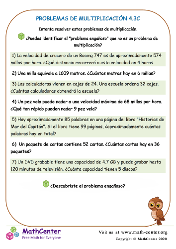 Problemas De Multiplicación 4.3C