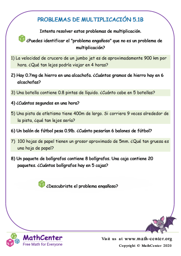 Problemas De Multiplicación 5.1B