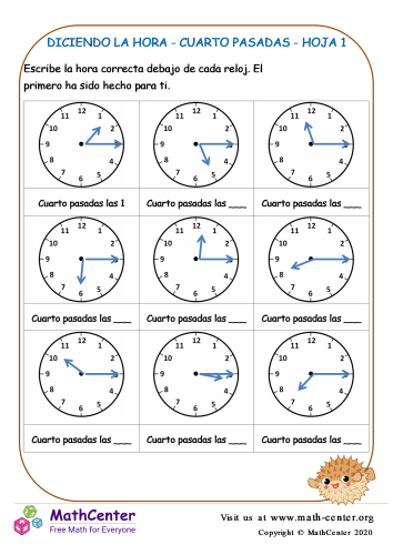 Diciendo La Hora - Cuarto Pasadas Hoja 1