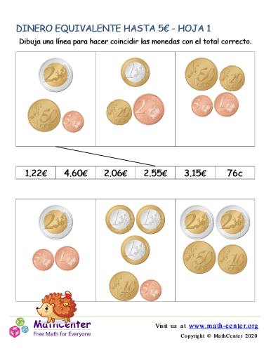 Dinero Equivalente En 5€ Hoja 1