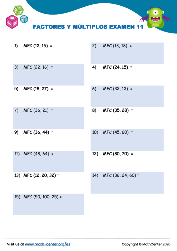 Factores Y Múltiplos Examen 11