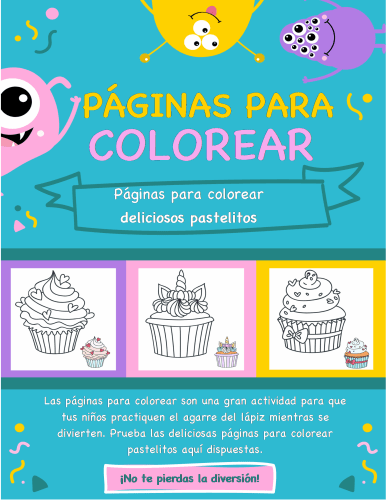 Páginas para colorear deliciosos pastelitos