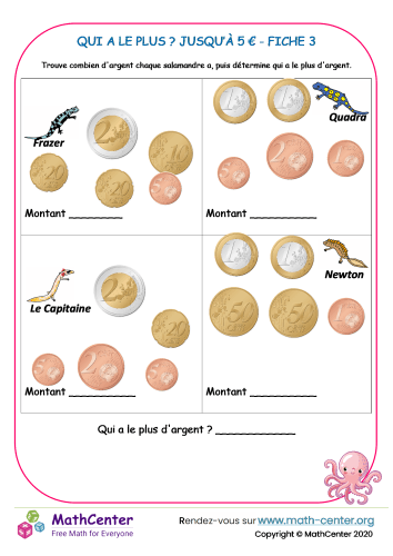 CE2 Fiches De Travail Monnaie En Euros Math Center ce2-fiches-de-travail-monnaie-en-euros-math-center