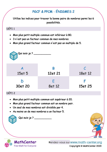 Pgcf & ppcm énigmes 2