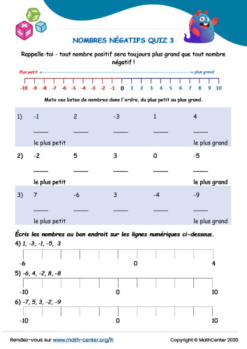 Nombres négatifs quiz 3