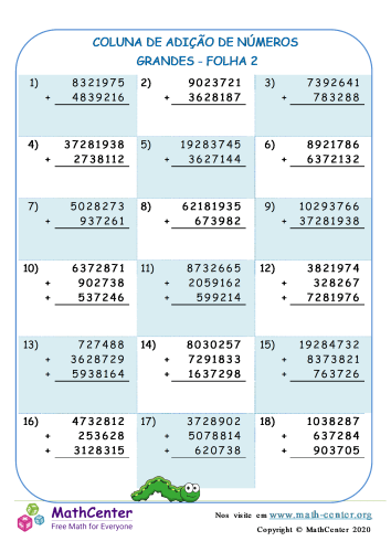 Multiplicação e Adição Repetida imprimível 5ª série planilhas