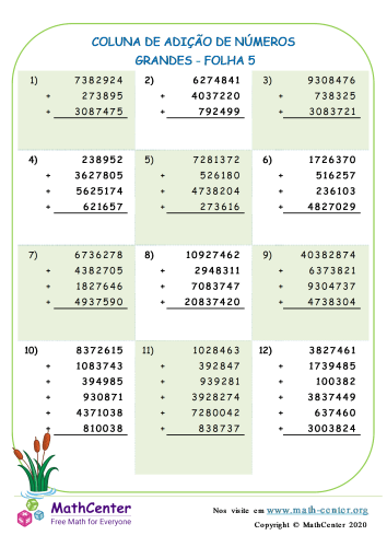 Multiplicação e Adição Repetida imprimível 5ª série planilhas