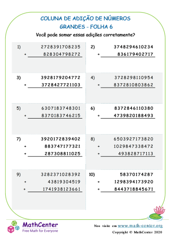 Multiplicação e Adição Repetida imprimível 5ª série planilhas