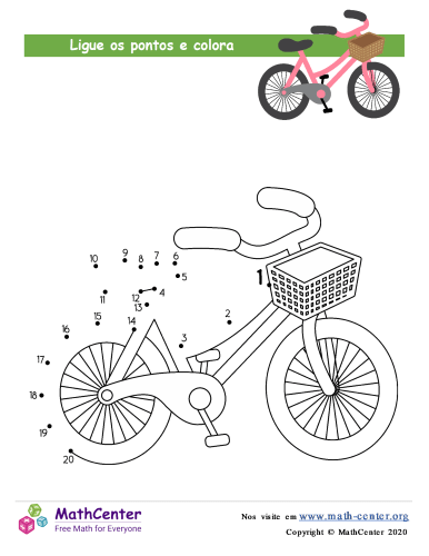 ligue os pontos. bicicleta. jogo educativo ponto a ponto. livro de