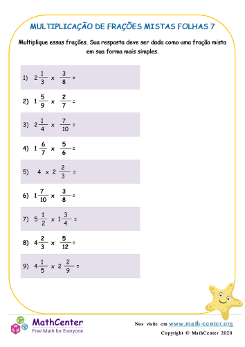 Multiplicação e divisão mista imprimível 7ª série planilhas