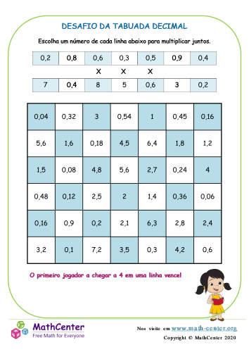 Jogo interativo - tabuada do 1 worksheet