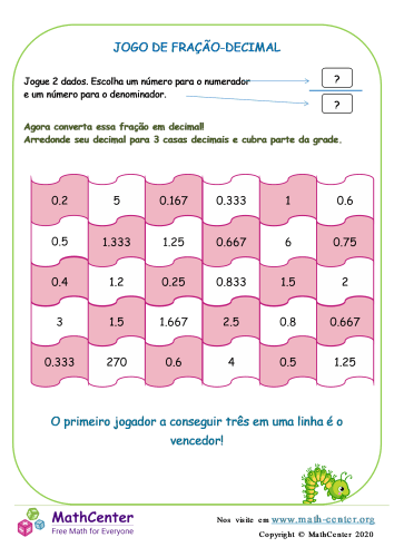 Flower Power, Ordem de Decimais, Frações e Porcentagens, Jogos  Divertidos de Matemática