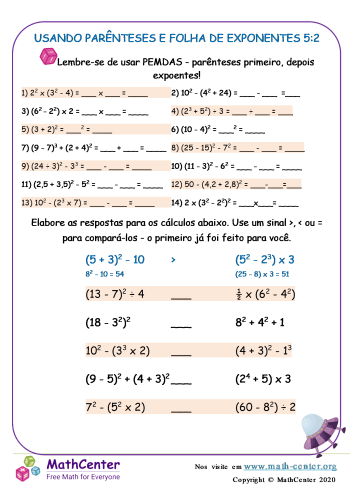 Equações com parêntesis worksheet