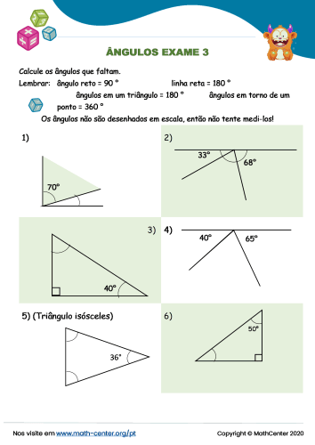 Quiz de atención: ángulos worksheet