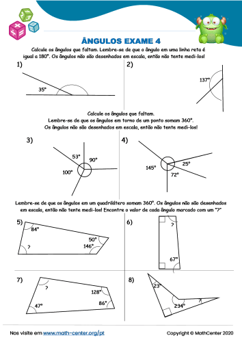 Quiz de atención: ángulos worksheet