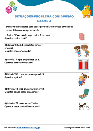 Situações-Problema Com Divisão Exame 4 | Questionários | Math Center