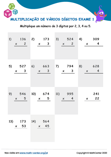 Quiz de Matemática, Multiplicação