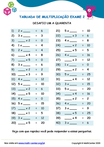 ➥ Quiz da Tabuada de Multiplicação Aleatória - Quiz de Matemática