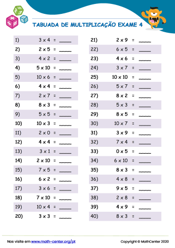 ➥ Quiz da Tabuada de Multiplicação Aleatória - Quiz de Matemática