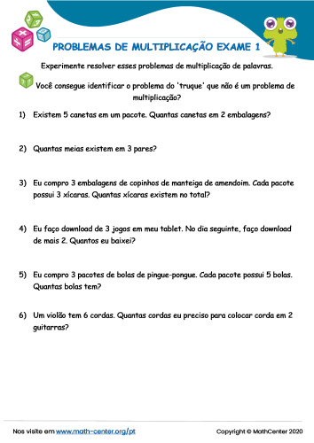 Terceiro Ano Questionários: Problemas de Multiplicação