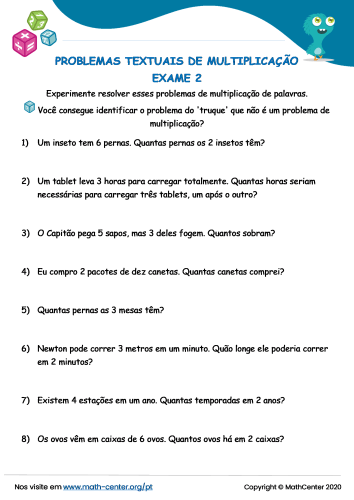 Terceiro Ano Questionários: Problemas de Multiplicação