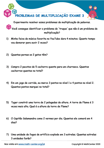 Terceiro Ano Questionários: Problemas de Multiplicação