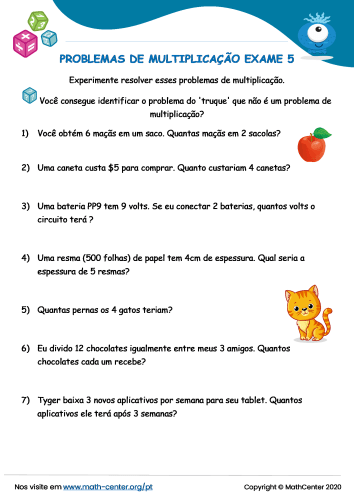 Terceiro Ano Questionários: Problemas de Multiplicação